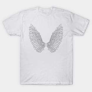 Angel Wings Religious Faith Line Art T-Shirt